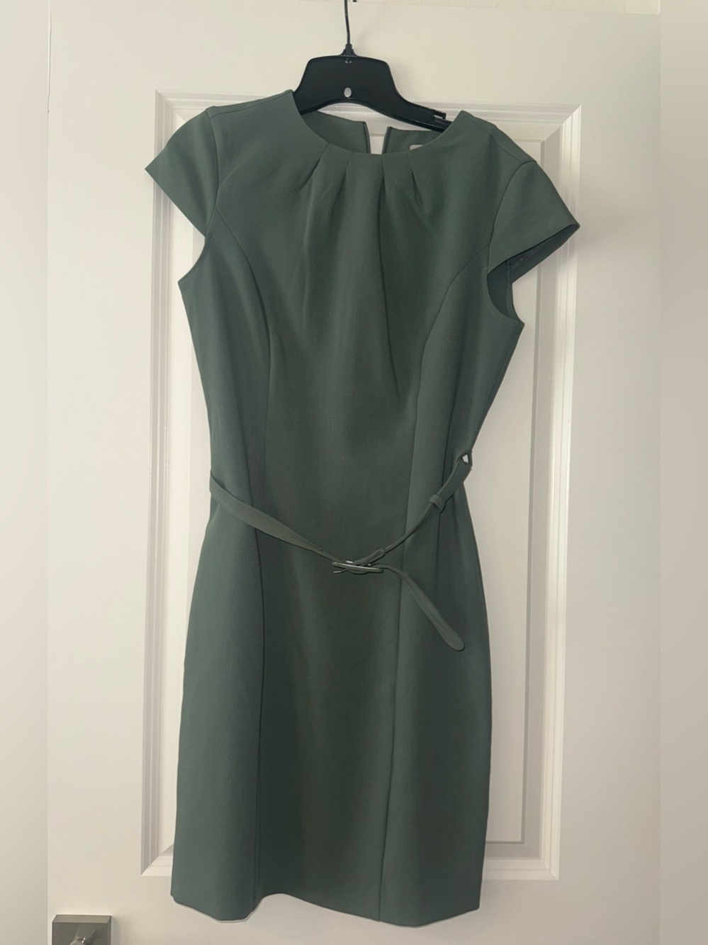 H&M Olive Green Cap Sleeve Midi Sheath Dress